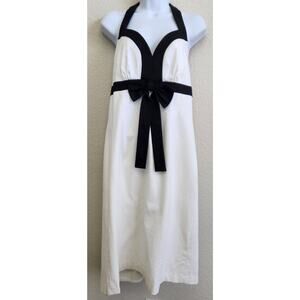 Options By Shani White Black Contrasting Trim Halter Midi Dress 12 Lightweight